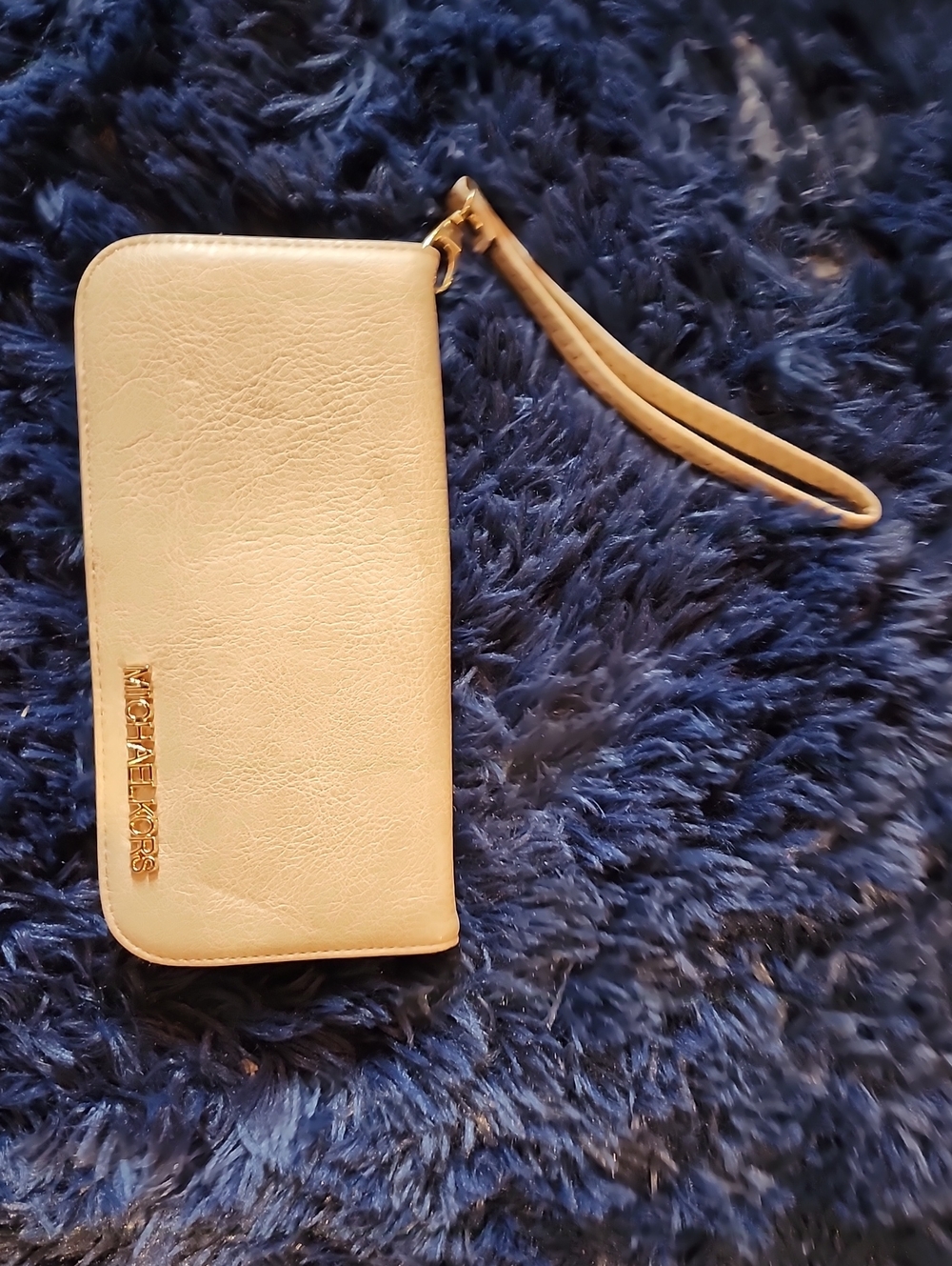 Michael Kors Beige Leather Zip-Around Wristlet